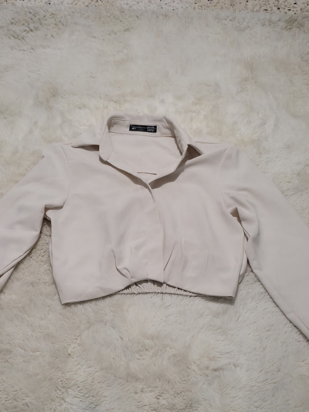Cropped Collared Blouse in Light Cream